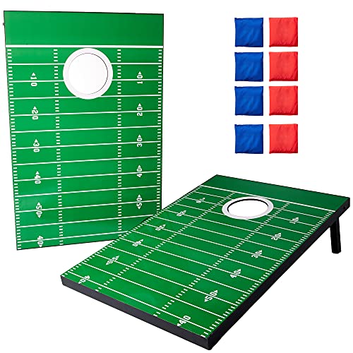 Touchdown Toss Cornhole - Classic Backyard Game Set with Football Field Design - 2 Scoreboards, 8 Beanbags, & Nylon Carrying Case - Indoor & Outdoor Activities - Play for Travel, Beach, Yard, & Lawn