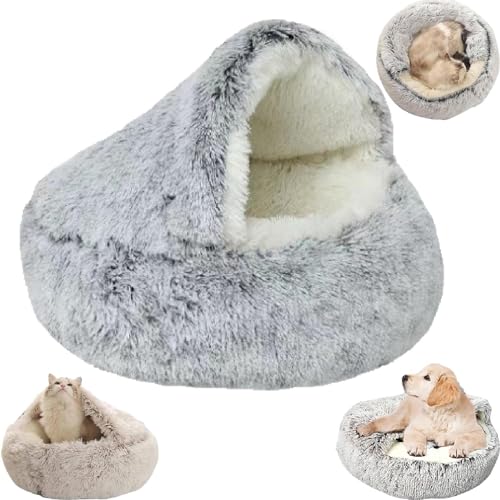 EHOTER Cozy Cocoon Lit pour Animal de Compagnie Lit d'Hiver pour Animal de Compagnie pour Chiens Chats Lit pour Chien Couvert Lit pour Chien pour Petits Chiens Lit Confortable pour Animal de Compagnie