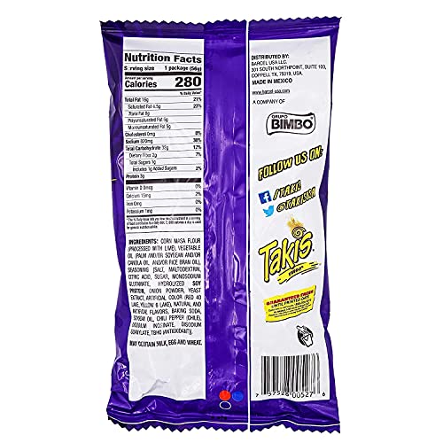 Image of Takis Fuego Flavored Tortilla Chips - 56g -Blue - Pack of 3 (Imported)
