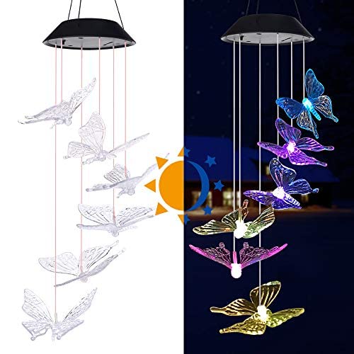 2023 Mother Butterfly Yard Decor Lights,Solar Butterfly Chimes,Gifts For Mom/Dad/Women/Grandma/Wife/Daughter/Sister/Aunt/Grandfather,Birthday Gifts,Mother Outdoor Gardening Gift #TOP4