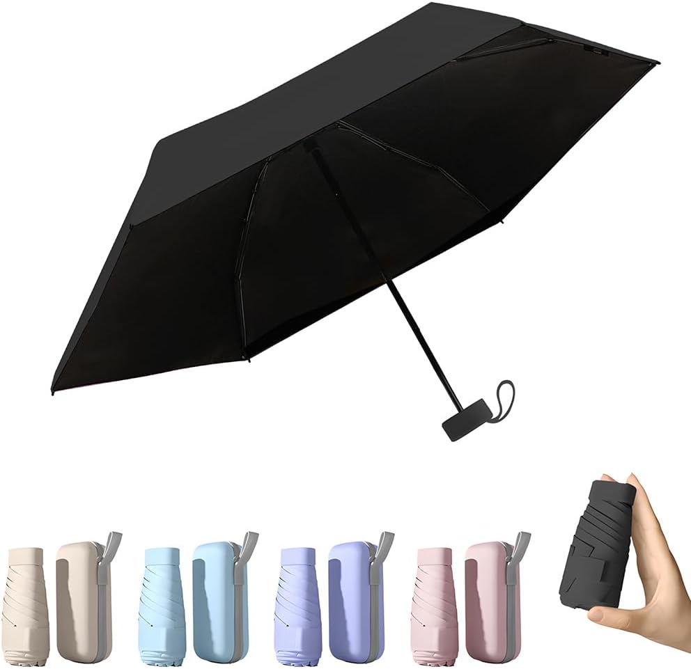 TOPSAIL Mini Umbrella for Travel, UPF 50+ UV Sun & Rain Protection, Compact 6k Folding Pocket Umbrella with Case for Purse, Backpack