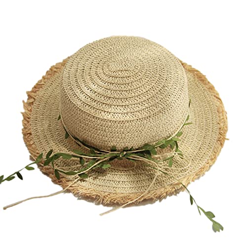 All-Match for Sun Hat Parent-Child Straw Hat Sunshade Hat Leaf Decro Fisherman Hat for Outdoor Camping