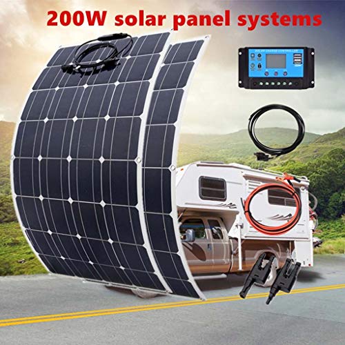 LiRongPing 200W 100W Mono Flexible Solar Panel 20A/10A Solar Controller Module for Car RV Boat Home Roof Vans Camping 12V 24V Solar Battery (Combination : C)