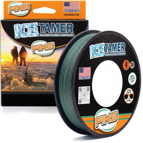 FINS Icetamer Ice Fishing Line, 4 Strand Ice Braid for Tip Ups, Panfish