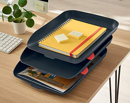 Corbeille à courrier A4 empilable et robuste gris Leitz Cosy lot de 3 - 3