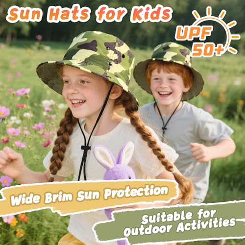 Sun Hats for Kids UPF 50+ Sun Protection Wide Brim Bucket Hat for Boys Girls Lightweight & Breathable Safari Fishing Hat2