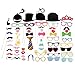 Ohuhu Photo Booth Props 58 piece DIY Kit for Wedding Party Reunions Birthdays Photobooth Dress-up Accessories & Party Favors, Costumes with Mustache on a stick, Hats, Glasses, Mouth, Bowler, Bowties