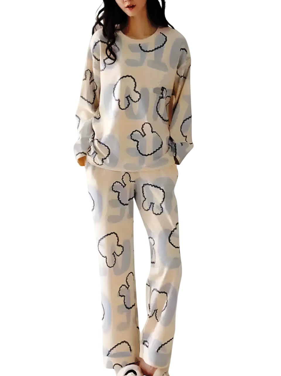 GLASGO Women’s Cotton Pajama Set with Top & Pants|| Korean Night Suit|| Lightweight Printed Set || Soft & Comfy Sleepwear for Girls & Women || LNS-3-$