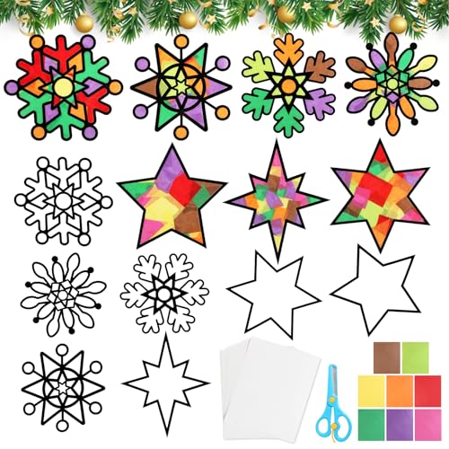 BOOMTOP 14 Weihnachten Basteln Fensterbilder Schneeflocken Sterne...