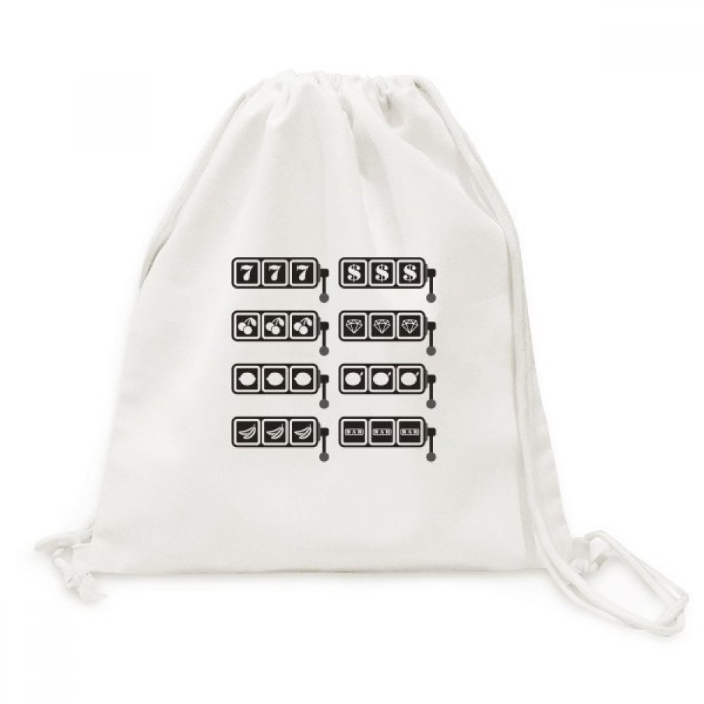 Toile drawstring backpack avec motif machine à sous sac voyage