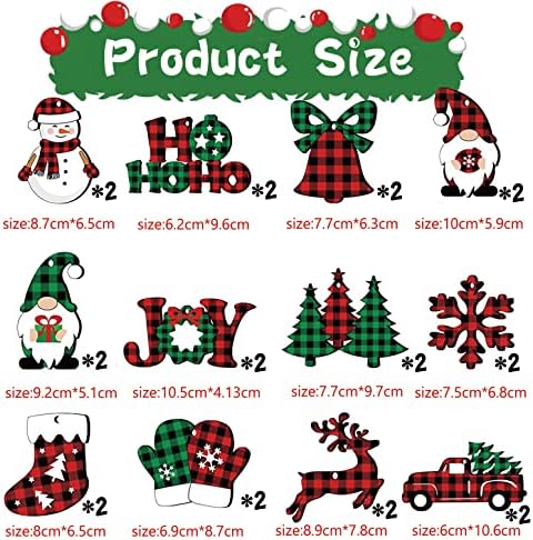 JGLAPI 24pcs Wooden Christmas Decorations, 12 Different Christmas Tree Decorations, Wooden Christmas Ornaments for christmas tree decorations Holiday Decorations
