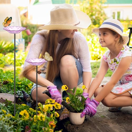 Newtay 2 Pack Butterfly Feeder Glass Flower Bee Watering Station and Bath for Outdoor Bee Feeder Butterfly Puddler Cups Backyard Garden Decoration to Attract Butterflies Bees - Thumbnail 5