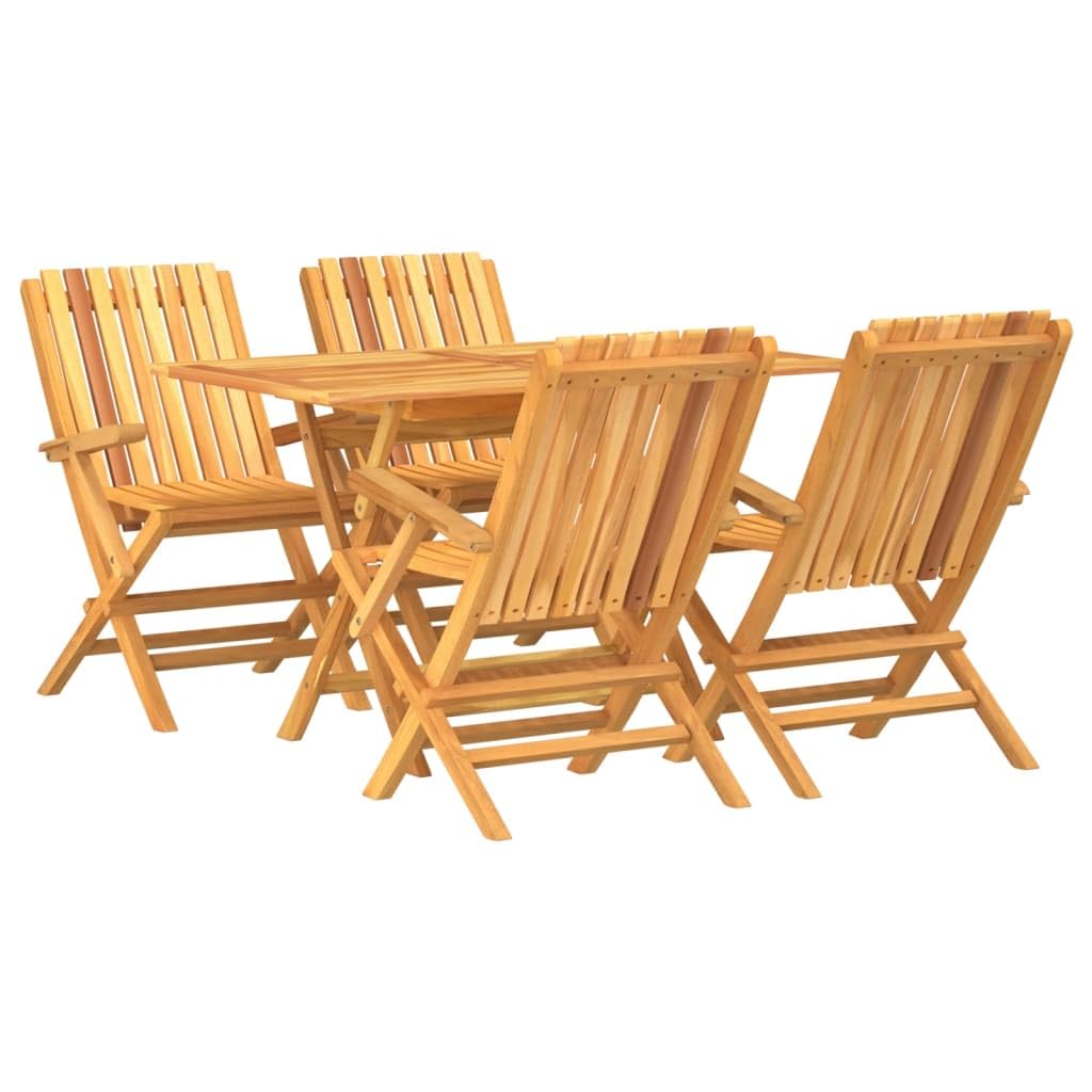 Set da giardino in legno massello con sedie da giardino in teak con schienale, mobili da giardino pieghevoli e in teak resistente alle intemperie, con ombrellone