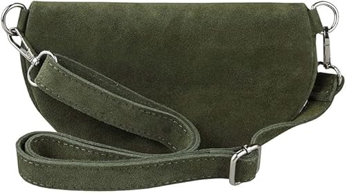 LeahWard Women's Suede Leather Sling Bag, Women's Crossbody Shoulder Bag, Chest Handbag (Army Green)