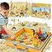 Billeeit Sand Construction Kit with Big Foldable Sandbox and 2.2lbs Moldable Sensory Play Sand, Truck Toys Including Castle Molds and Other Accessories - 36Psc Set Gifts for Kids 3+