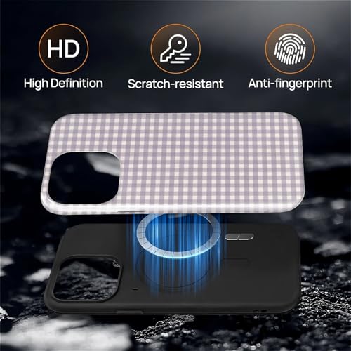casesok for iPhone 15 Pro Max Case,Compatible with MagSafe,Dual-Layer Hard Shell + Silicone Cover,Full Body Protection Shockproof Case for iPhone 15 Pro Max-Purple Gingham Retro Checkered by casesok - Used condition - Image 5