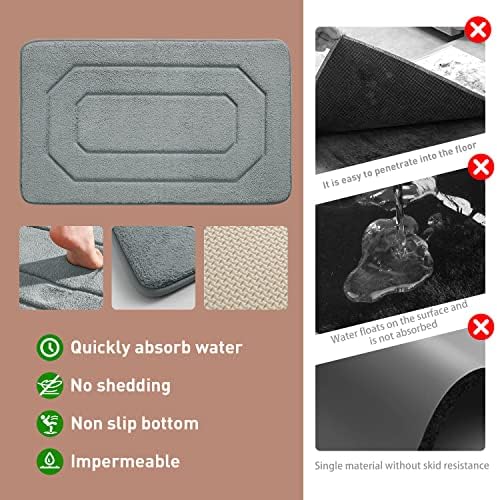 MARIBUR Memory Foam Bath Mat,Ultra Soft Non Slip and Absorbent Bathroom Rug,Machine Washable, Comfortable,Thick Bath Rug Carpet for Bathroom Floor,Tub and Shower