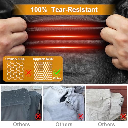 Image of Kipiea 600D Heavy Duty Pellet Grill Cover for Weber Searwood 600 & Smoque, Waterproof Wood Pellet Smoker Cover with Windproof Buckles, UV Resistant, No Tear, No Fading