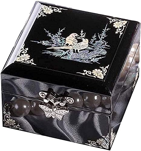 ZQW Vintage Schmuck Aufbewahrungsbox, Holz-Schmuckkästchen Cover