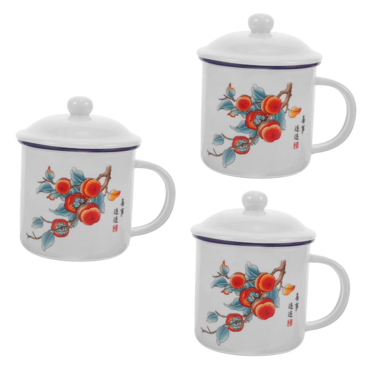 BESPORTBLE 3stücke Vintage Emaille Becher Mit Deckel Robuster Trinkbecher Für Outdoor-aktivitäten Praktischer Und Stilvoller Kaffeebecher Für Teeliebhaber Spülmaschinenfest Und Langlebig