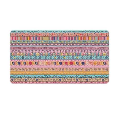 Tapis de souris grand format rayé antidérapant pour clavier et souris de bureau à la maison