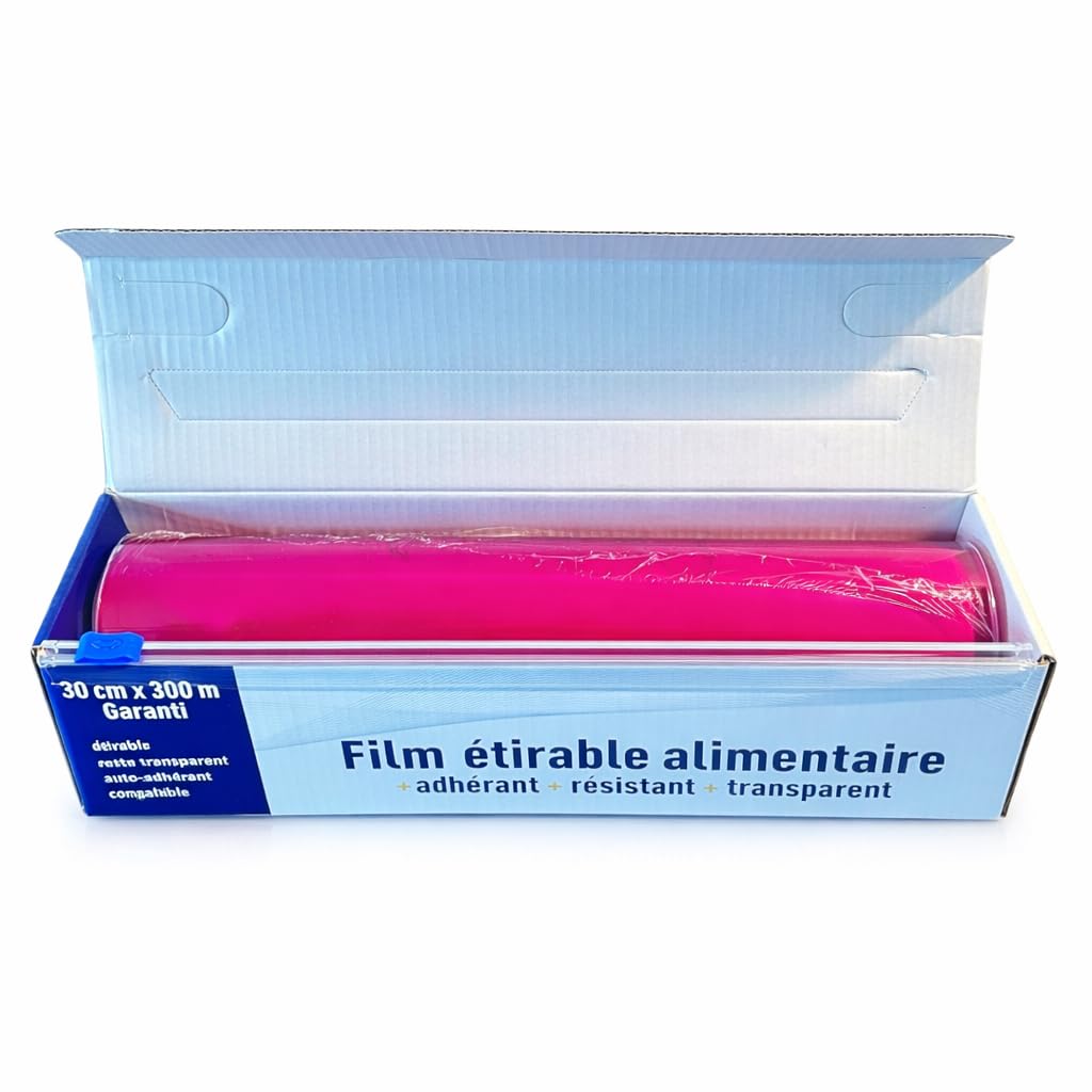 Film Étirable Alimentaire 30 cm x 300 m avec ZIPcut – Film de Qualité Pro – Pour Conservation, Emballage, Congélation & Maintien de la Fraîcheur des Aliments