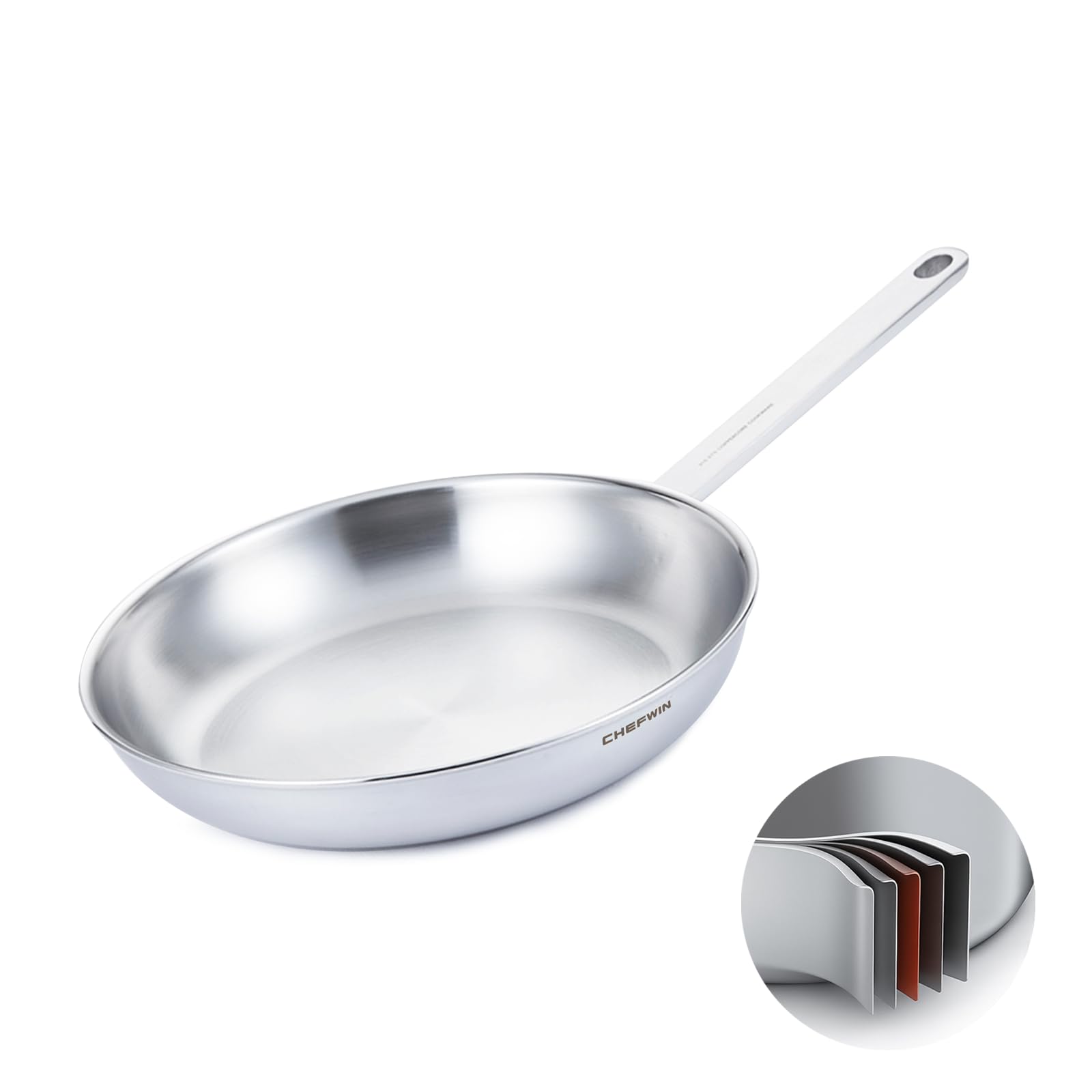 11 Inch Skillet Frying Pan 316 Stainless Steel Copper core 5-Ply Induction compatible Dishwasher Oven Safe