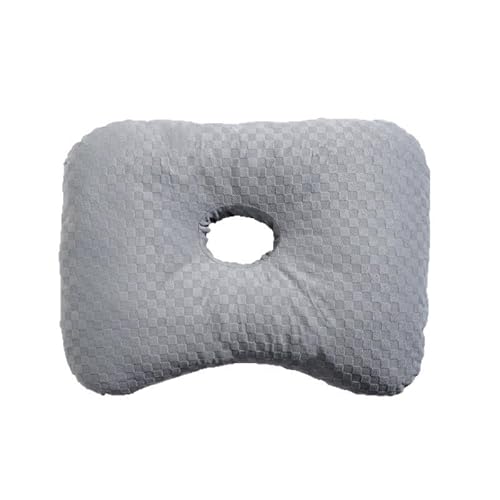 Gudessly 17 Inch Ear Piercing Pillow,Piercing Pillow with an Ear Hole for Ear Pain and Side Sleepers,Washable Velvet Fabric Side Sleeper Pillow (grey)