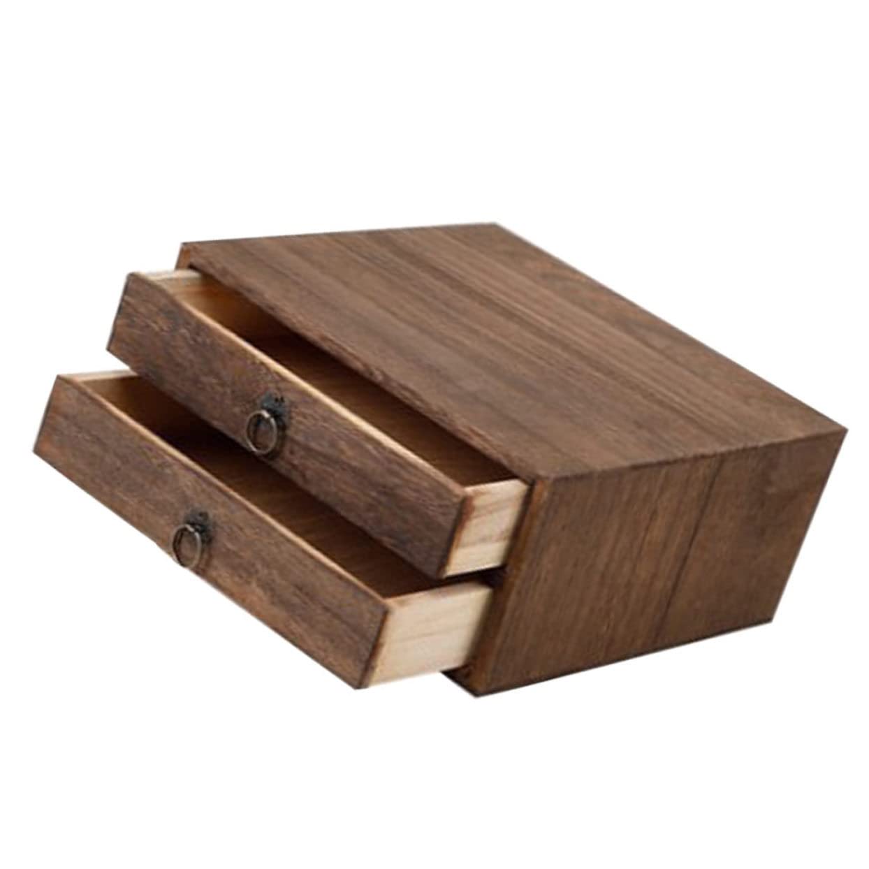 Ipetboom Caja de Madera Marrón para Té Pu'er Diseño Retro y Multi-capa, Caja Organizadora Cajones Impermeables Fácil de Usar para Almacenamiento en Cocina