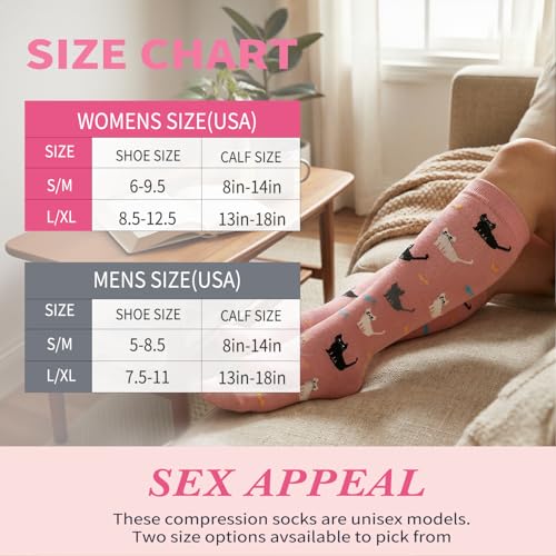 Image of Sooverki Compression Socks for Women & Men 6 Pairs is Best Supportive Knee High Stockings for Circulation, Travel, Nurses