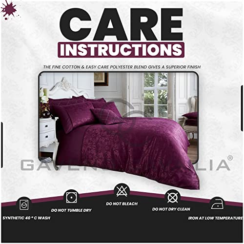 Gaveno Cavailia Jacqaurd VINCENZA Bed Set including Duvet Cover and Pillow Case, Polyester-Cotton, Aubergine, Super-King - Image 4
