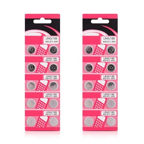 Pack Of 10/20pcs AG12 LR43 Button Batteries AG12 LR43 Alkaline Coin Cells For Watches Small Electronics Long Lifespans (10)