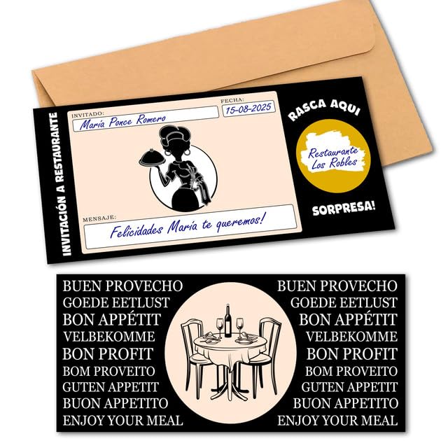 SOULART GRAPHICS | Tarjeta regalo restaurante | Vale cena o comida rasca y gana| Regalo pareja original | Tarjeta regalo para rellenar | Cupón personalizado | Regalo romántico San Valentín