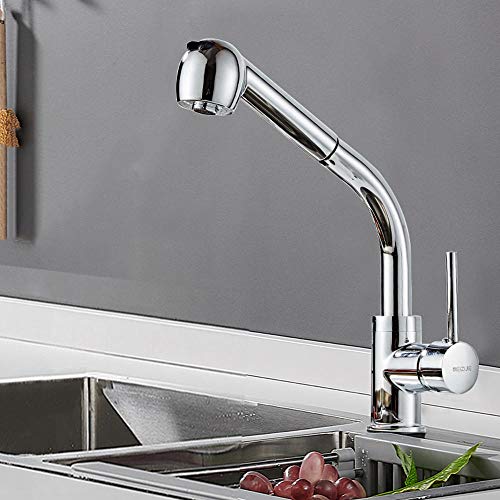Grifo de pared negro fabricado en cobre con caño giratorio para agua fría y caliente
