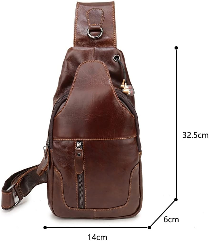 Leather Men's Shoulder Bag Layer Leather Casual Chest Bag Crossbody Bag Chest Pack