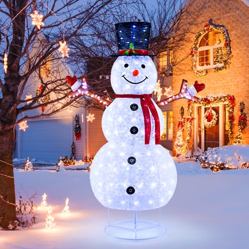 COSTWAY 184 cm LED Schneemann beleuchtet, Weihnachtsfigur mit...