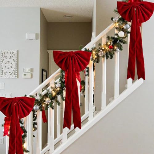 Lazos de Navidad rojos para decorar chimeneas y solucionar rincones vacíos en interiores 8