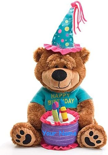 Miniatura 3 de Oso de peluche personalizado de feliz cumpleaños con pastel que juega feliz cumpleaños para ti, juguete de peluche, 15 pulgadas