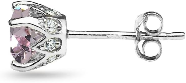 Sterling Silver 6mm Round Crown Stud Earrings Made with European Crystals - Image 3