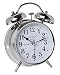 A2S Vintage Style Alarm Clock - Twin Bell, Analog & Battery Operated - Great for Heavy Sleepers and Travel (Silver Classic)