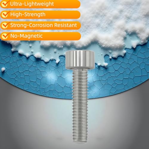 Image of M8x30mm Titanium Bolts, Natural Color, 6PC | Lightweight Hex Socket Screws, MTB /Road Bike /Motorcycle, Corrosion Resistant, Marine Grade Fasteners