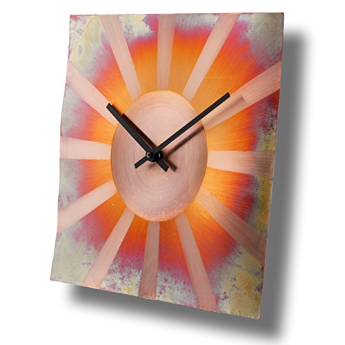 Inthetime 12-Inch Copper Wall Clock Square Large Silent Non-Ticking Unique Handmade - 7Th Wedding Anniversary Gift Idea Rustic Farmhouse Native American Southwest Home Kitchen Art Decor #TOP1