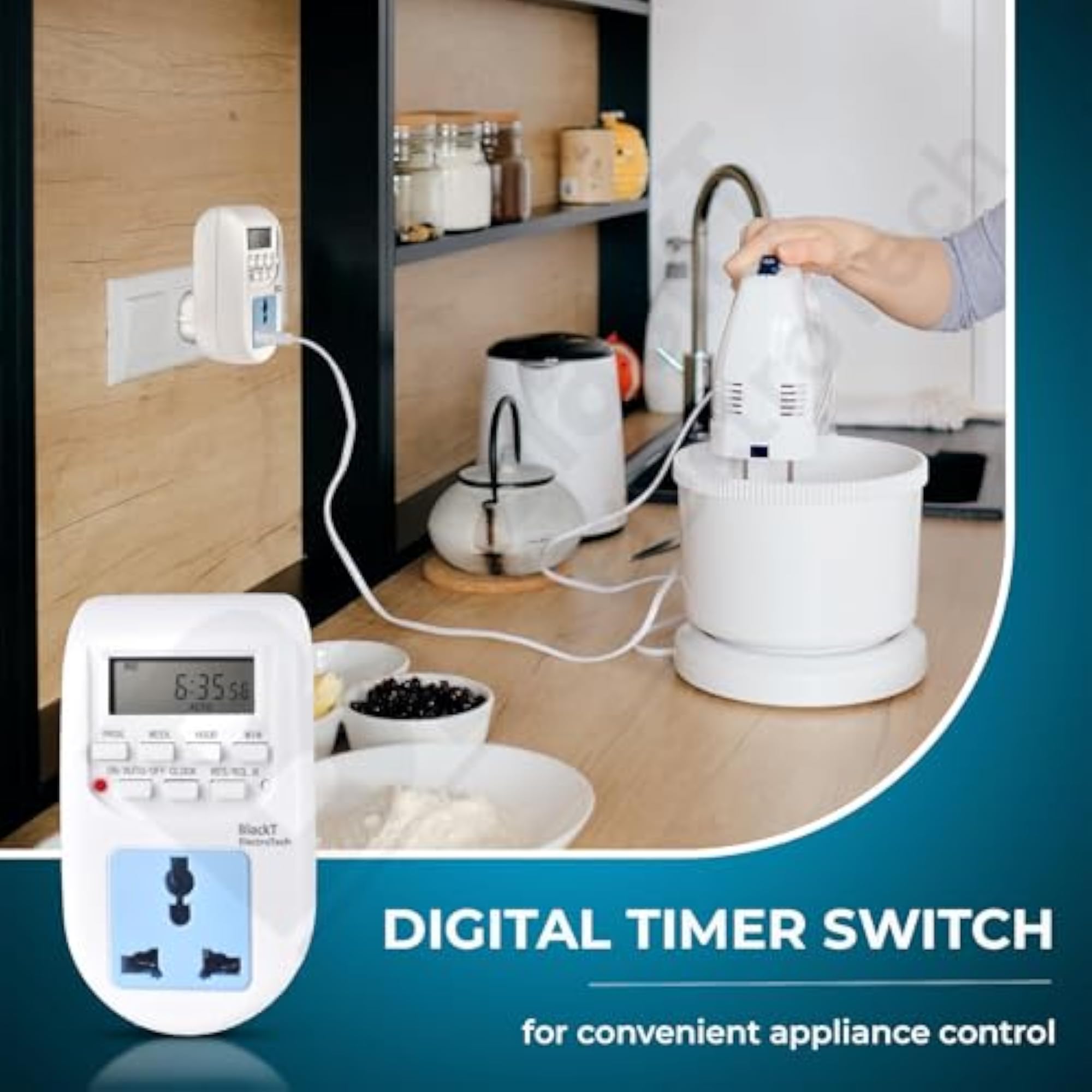 Digital Programmable Timer Socket, 2 Pack, 24x7 Control