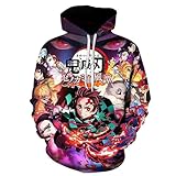AONUOWE Slayer Hoodie Kimetsu no Yaiba 3D Printed Anime Hooded Sweatshirt Pullover Tops Outerwear for Men and Women