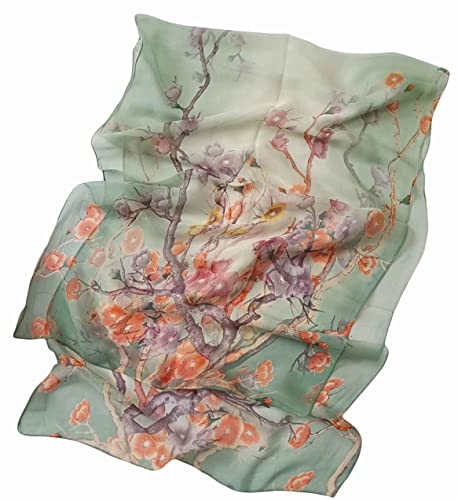 Image of Pokeedioty Scarfs for Women Lightweight Scarves Elegant Floral Pattern Sheer Scarfs Shawls Wraps