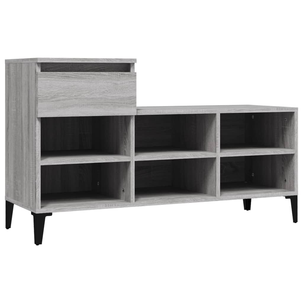 Meuble à chaussures gris Sonoma 102cm avec tiroir et pieds métal