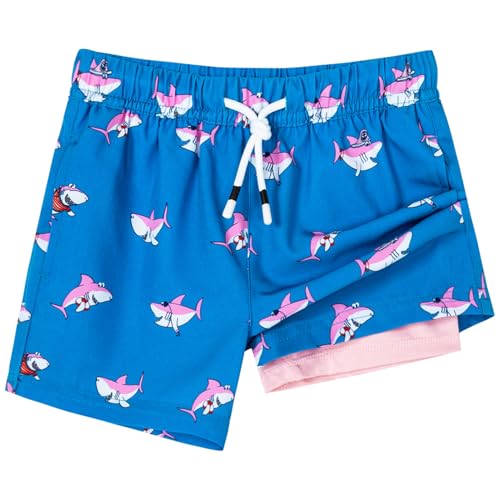 Image of SURF CUZ Boys Swim Trunks with Boxer Brief Liner Toddler Boy Stretch Swimsuit Shorts Quick Dry Swimming Trunks Bathing Suit
