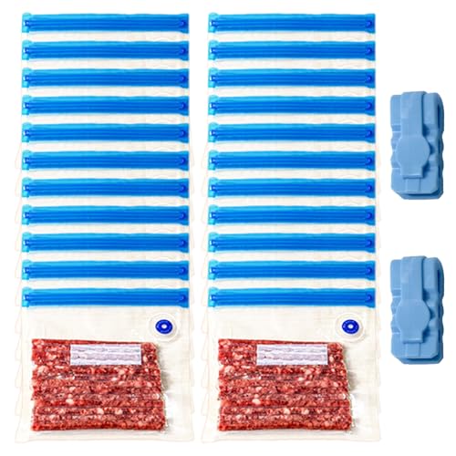 Sacchetti, Sacchetti Sous Vide, Sigillo Sottovuoto Riutilizzabile da 20 Pezzi con 2 Clip di Sigillatura, Conservazione Alimenti sottovuoto Sicura per il Congelamento per Cottura Sous Vide, 22 Pezzi/S