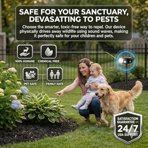 image for JahyElec 2026 4Pack Sonic Fortress Pro Deer Repellent Outdoor Solar Ul