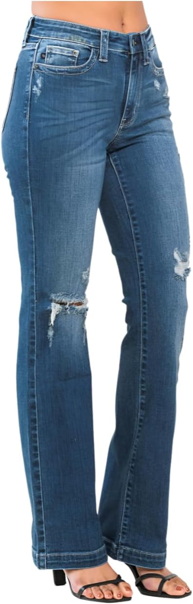 Judy Blue Mid Rise Distressed Bootcut Jeans - Image 7